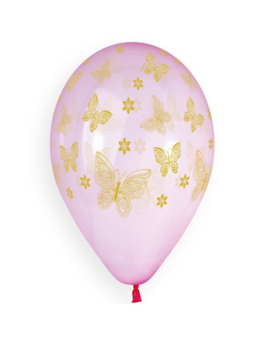 Goldene Schmetterlings- und Blumen-Latexballons - Partyballons