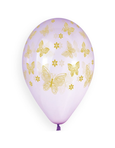 Goldene Schmetterlings- und Blumen-Latexballons - Partyballons