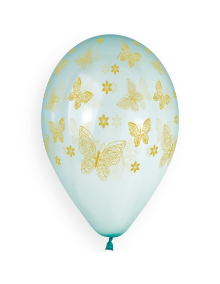 Ballons en latex Papillons et Fleurs Dorés - Ballons de fête