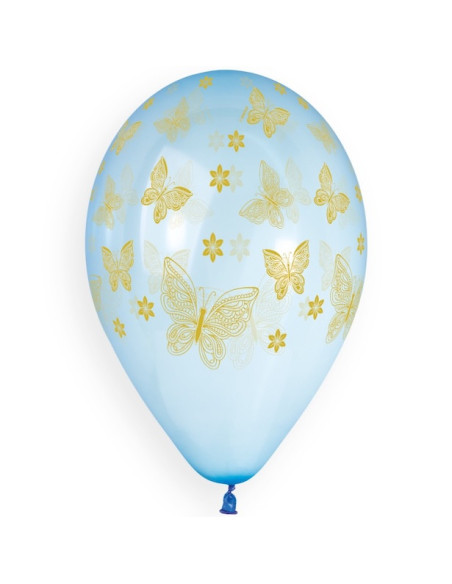 Goldene Schmetterlings- und Blumen-Latexballons - Partyballons