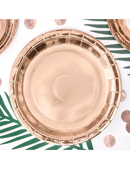 Assiettes de fête Rose gold métallique - Assiettes jetables Rose Gold Assiettes de fête Rose gold métallique - Assiettes jetables Rose Gold