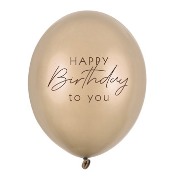 6 Palloncini di Compleanno Metallici Oro Champagne – Strong Happy Birthday Stampato Fronte/Retro, 30 cm - Bellefete.ch