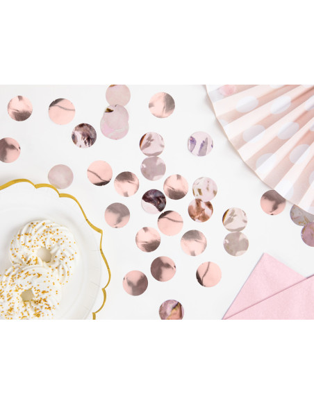 Coriandoli rotondi lucidi in oro rosa - Accessorio decorativo per feste