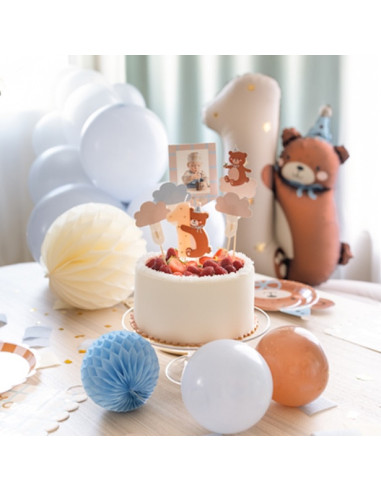 Nummer 1 Kerze Teddybär Dekor – Babygeburtstag