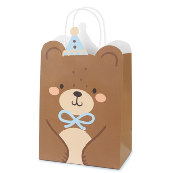 Sacchetto regalo a forma di orsacchiotto, marrone con manico, 18x29 cm | BelleFete.ch