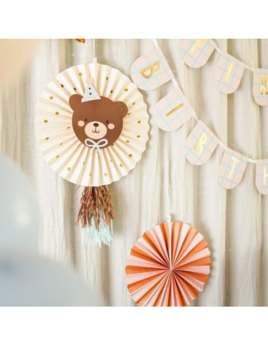 Papierfächer Teddybär Braun 2 Stk. 30&35cm | BelleFete.ch
