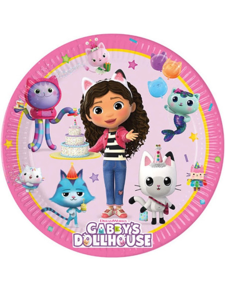 Piatti per feste Gabby's Dollhouse, stoviglie usa e getta per compleanno bambino