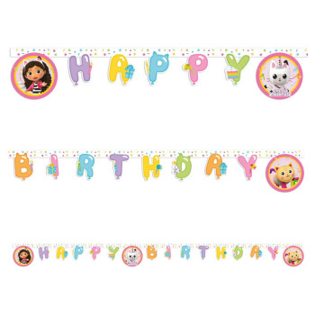 Guirlande d’anniversaire Gabby’s Dollhouse, déco festive joyeux anniversaire enfant 2