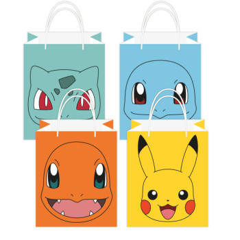 Sacs de fête Pokémon - Sacs à cadeaux pour anniversaire enfant - Pikachu et amis - Boutique Suisse BelleFete.ch