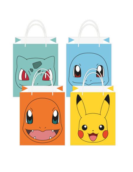 Sacs de fête Pokémon - Sacs à cadeaux pour anniversaire enfant - Pikachu et amis - Boutique Suisse BelleFete.ch
