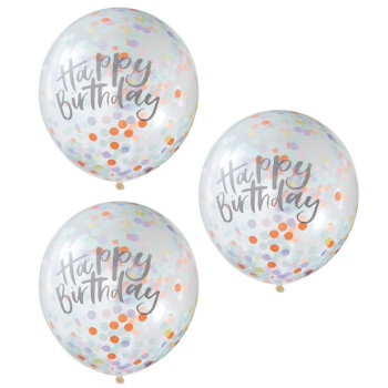 Ballons en latex à confettis multicolores "Happy Birthday" - Bellefete.ch - Suisse - Décorations d'anniversaire 2