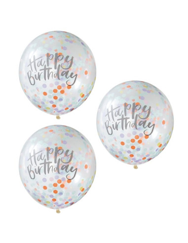 Ballons à confettis Arc-en-ciel “Joyeux Anniversaire” - Déco d’anniversaire colorée | BelleFete.ch Suisse