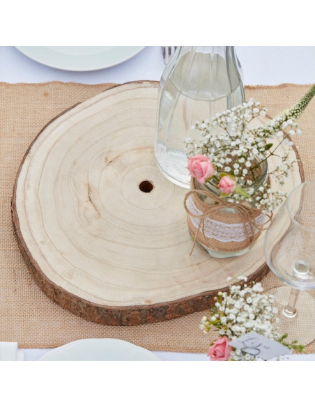 35 cm Holzscheit - Natürliche Tischdekoration für Hochzeiten und Geburtstage | BelleFete.ch Schweiz
