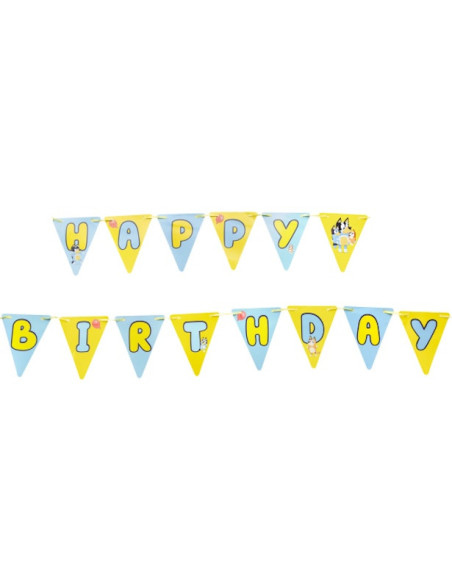 Ghirlanda di compleanno Bluey - Decorazione per feste con Bluey e Bingo - Negozio svizzero BelleFete.ch