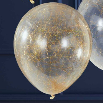 5 Ballons de fête “Cheveux d’ange” Or – Fils dorés – Déco élégante pour anniversaire, mariage ou baby shower – Boutique Suisse 2