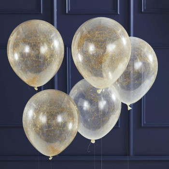 5 Palloncini da festa "Capelli d'angelo" Oro - Fili dorati - Decorazione elegante per compleanno, matrimonio o baby shower