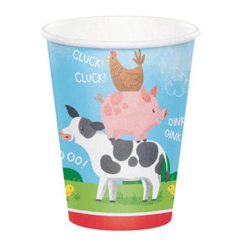 Gobelets de fête Animaux de la ferme – décoration table anniversaire enfant | BelleFete.ch