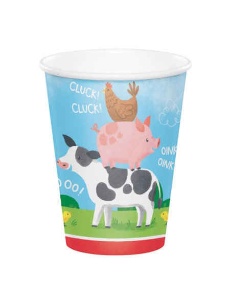 Gobelets de fête Animaux de la ferme – décoration table anniversaire enfant | BelleFete.ch