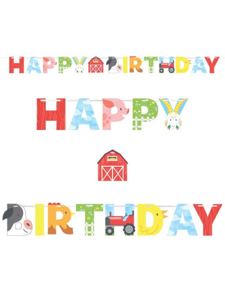 Guirlande d’anniversaire Animaux de la ferme – décoration fête enfant | BelleFete.ch