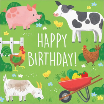 Serviettes de fête Animaux de la ferme – décoration table anniversaire enfant | BelleFete.ch