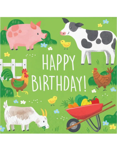 Serviettes de fête Animaux de la ferme – décoration table anniversaire enfant | BelleFete.ch
