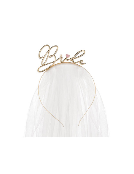 Brautschleier mit Haarband, Braut in Gold | Schickes Accessoire für den Junggesellinnenabschied | BelleFete.ch