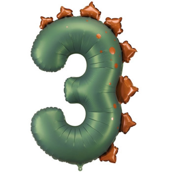 Partyballon Nummer 3 Dinosaurier – Babygeburtstagsdekoration | BelleFete.ch