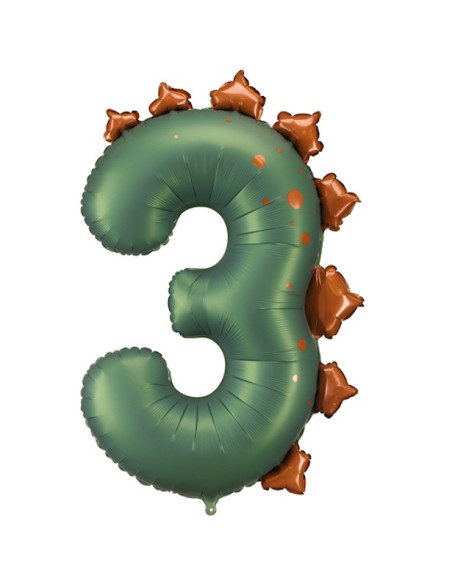 Ballon de fête chiffre 3 Dinosaure – décoration anniversaire enfant | BelleFete.ch