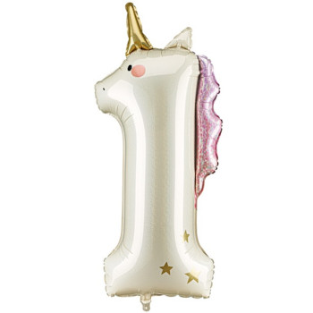 Partyballon Nummer 1 Einhorn – Geburtstagsdekoration Kindermärchen | BelleFete.ch