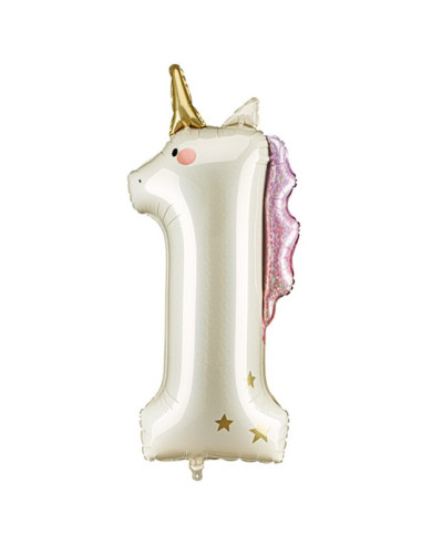 Ballon de fête chiffre 1 Licorne – décoration anniversaire enfant féérique | BelleFete.ch