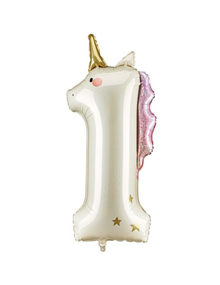 Palloncino da festa numero 1 Unicorno – decorazione compleanno bambino fiabesco | BelleFete.ch