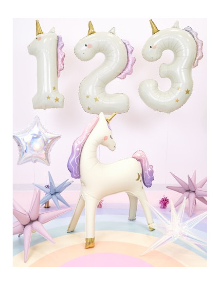 Palloncino per feste a forma di unicorno con numero 1 | Decorazione per compleanno bambini | BelleFete.ch