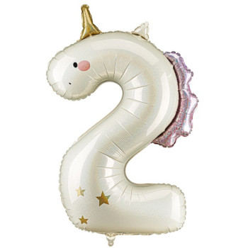 Palloncino numero 2 Unicorno - Olografico