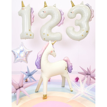 Partyballon Nummer 3 Einhorn – Geburtstagsdekoration Kindermärchen | BelleFete.ch 2