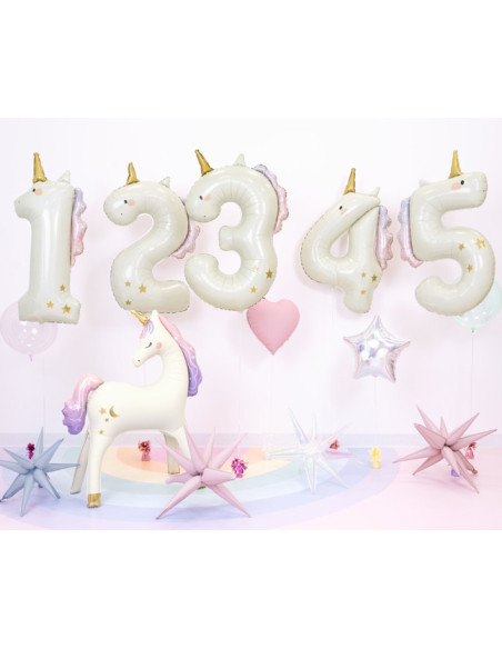 Palloncino numero 3 Unicorno - Olografico