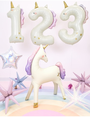 Ballon de fête chiffre 4 Licorne | Décoration anniversaire enfant | BelleFete.ch
