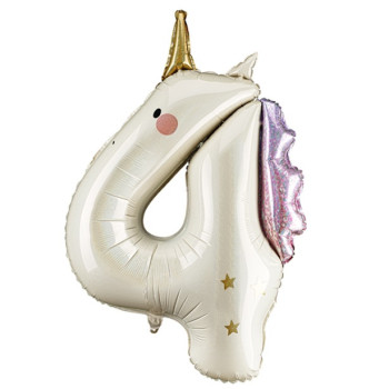 Palloncino da festa numero 4 Unicorno – decorazione compleanno bambino fiabesco | BelleFete.ch