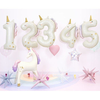 Ballon de fête chiffre 5 Licorne – décoration anniversaire enfant féérique | BelleFete.ch 2