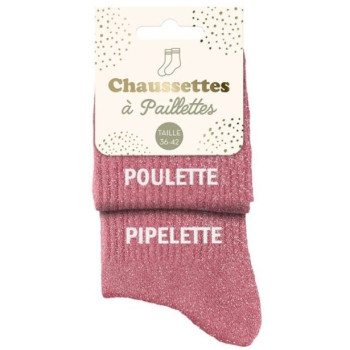 Calzini con paillettes duo rosa "POLLINE & PIPELETTE" - regalo divertente tra amiche | BelleFete.ch 2