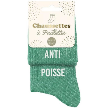 Smaragdgrüne Duo-Glitzersocken "ANTI & POISSON" - lustiges und originelles Geschenk | BelleFete.ch 2