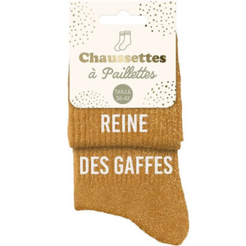 Calzini con paillettes duo marrone dorato "REINE & DES GAFFES" - regalo divertente e originale | BelleFete.ch 2