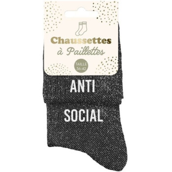 Calzini glitterati duo neri "ANTI & SOCIAL" - regalo divertente e originale | BelleFete.ch 2