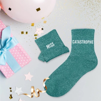 Paillettensocken Duo Türkis MISS & CATASTROPHE – glänzendes und modisches Accessoire | BelleFete.ch