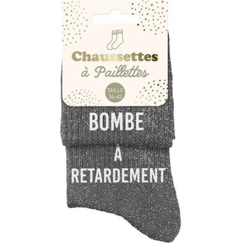 Chaussettes à paillettes Duo gris BOMBE À RETARDEMENT – accessoire brillant et original | BelleFete.ch 2