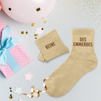 Chaussettes à paillettes Duo REINE & DES EMMERDES – accessoire brillant et fun | BelleFete.ch