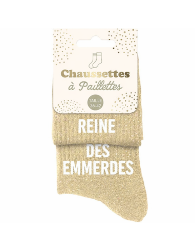 Paillettensocken REINE DES EMMERDES - Geschenk für Königinnen