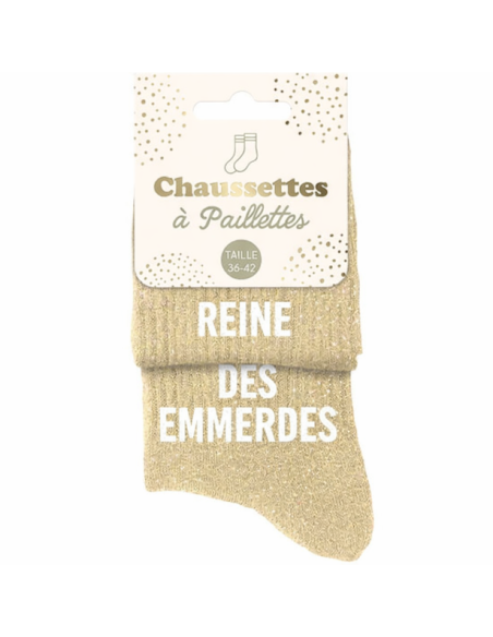Calzini con paillettes REINE DES EMMERDES - Regalo per regine