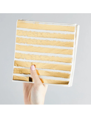 Serviettes à rayures Dorées métallisés - Déco de fête - Bellefete.ch - Suisse