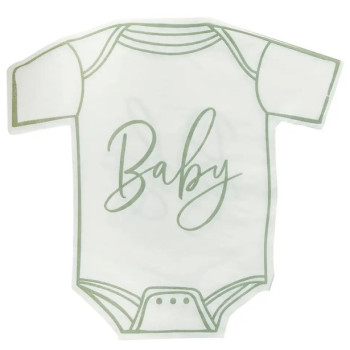 Serviettes Baby Shower body vert sauge – décoration de table fête bébé | BelleFete.ch 2
