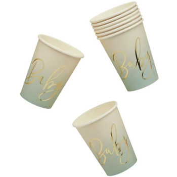 Gobelets de fête vert sauge “Baby” – décoration de table baby shower | BelleFete.ch 2